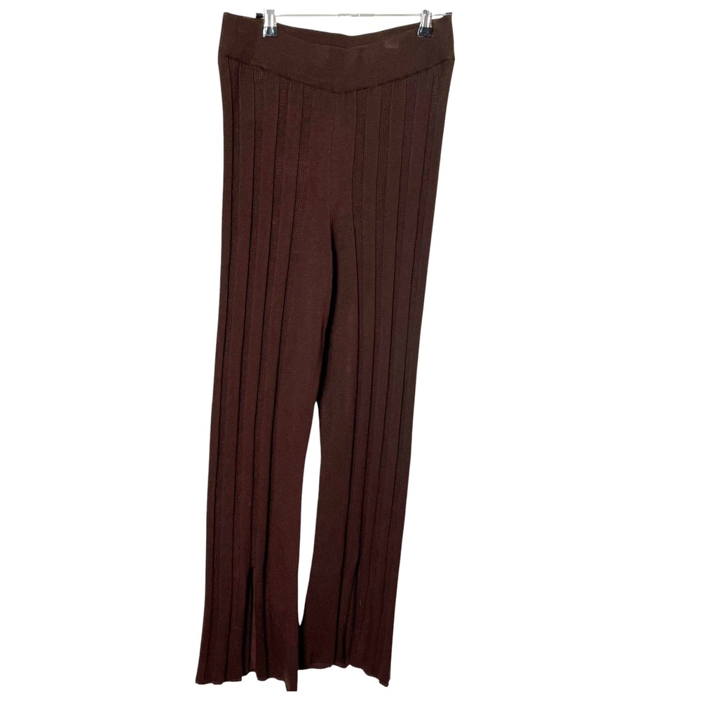 Anthropologie Daily Practice Flare Sweater Pants Brown Ribbed Knit Lounge Medium - Picture 5 of 10